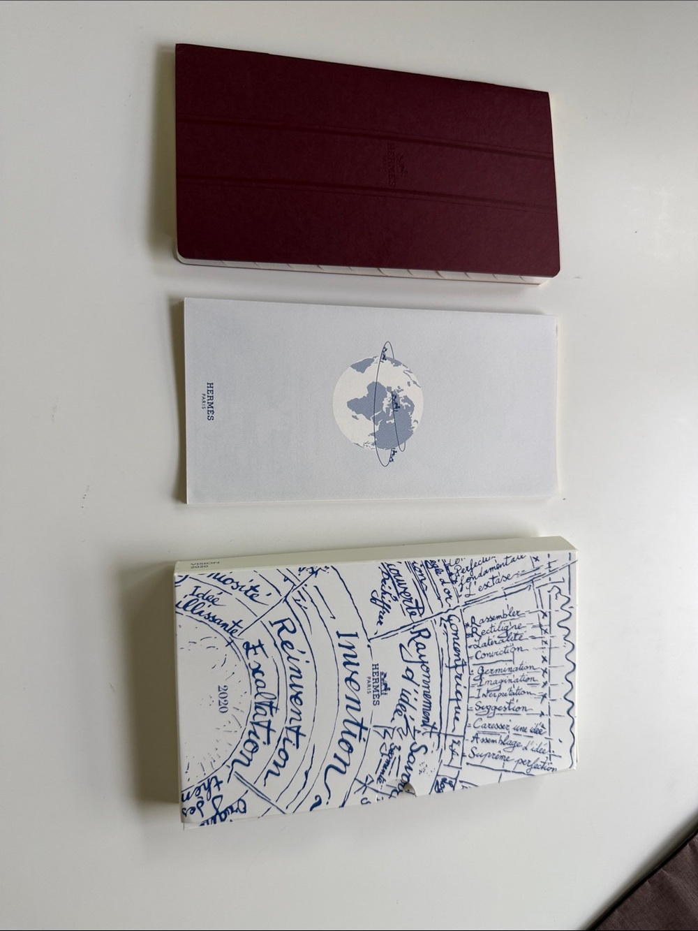 Hermès Notebook Set in Burgundy and White